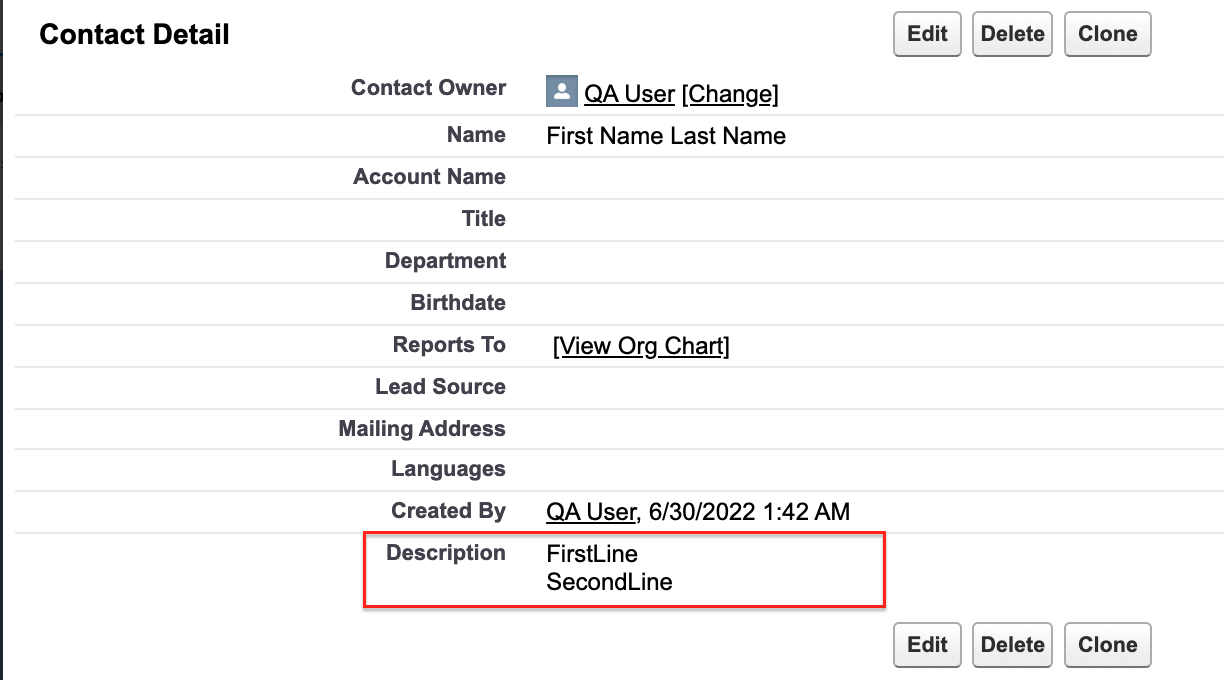 Salesforce Connector Not Able To Use A New Line Character When Using
