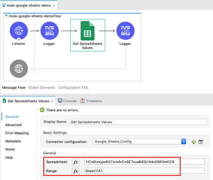 Error Messages  API Connector for Google Sheets