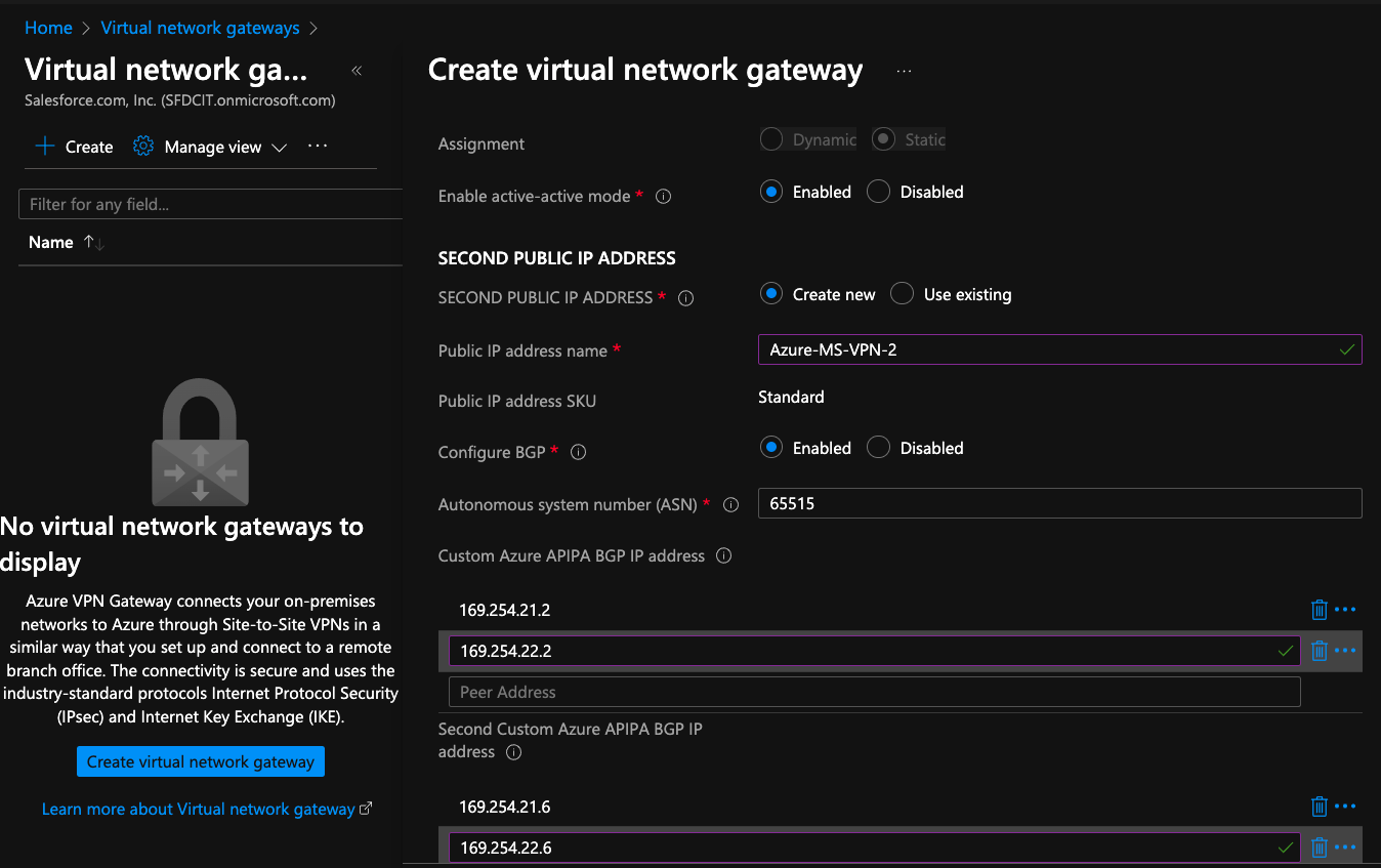 Anypoint VPN to Azure VPN with BGP | MuleSoft Help Center