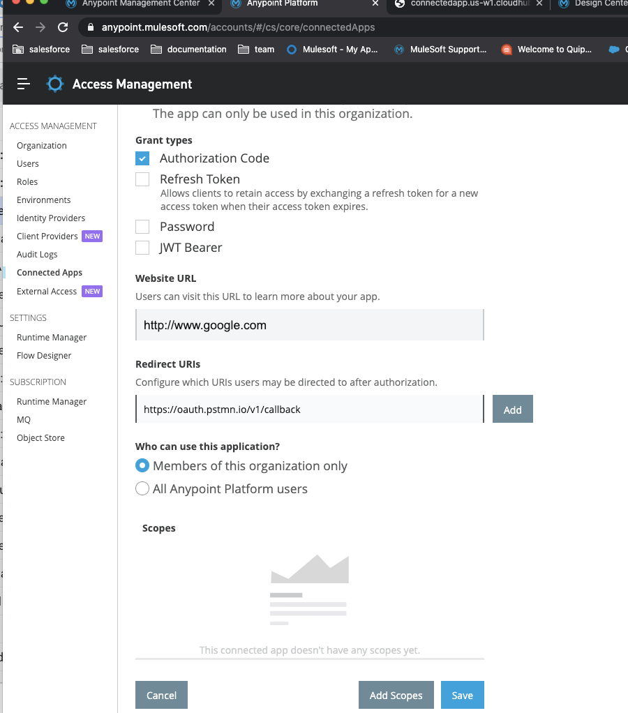 How to Get the Anypoint Authorization Access or Bearer Token from