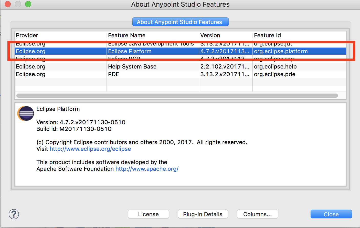 How to identify the Eclipse version used in Anypoint Studio MuleSoft